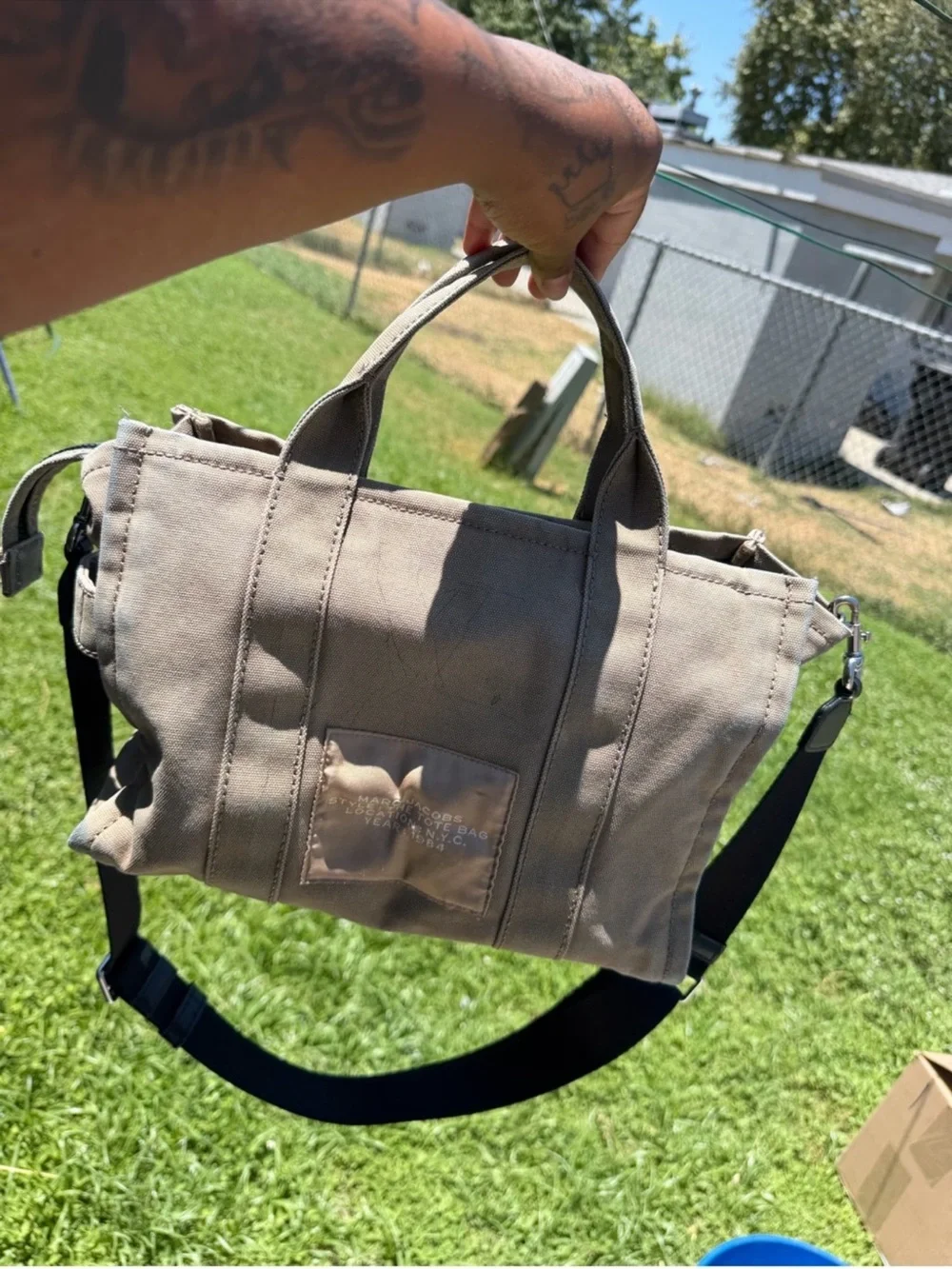 Marc Jacobs The Tote Bag Small Canvas Tote in Taupe